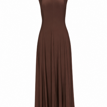 Chocolate Brown Sleeveless Maxi Dress with Mock Neck