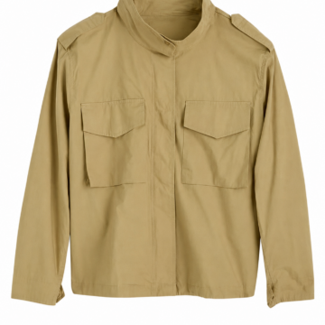 Utility Tan Field Jacket with Stand Collar and Flap Pockets