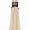 Champagne Halter Maxi Dress with Lace Corset Waist