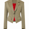 Olive Green Herringbone Twill Tailored Blazer