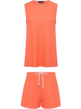 Coral Relaxed Tunic and Shorts Two-Piece Set