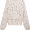 Off-White Chunky Cable Knit Oversized Sweater with Dropped Shoulders