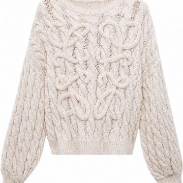 Off-White Chunky Cable Knit Oversized Sweater with Dropped Shoulders