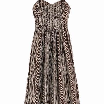 Black and Cream Wavy Stripe Sweetheart Maxi Dress