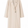Cream Solid Longline Overcoat