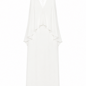 White Draped V-Neck Sleeveless Maxi Dress