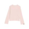 Pale Pink Fine-Knit Crew Neck Sweater with Extra-Long Sleeves